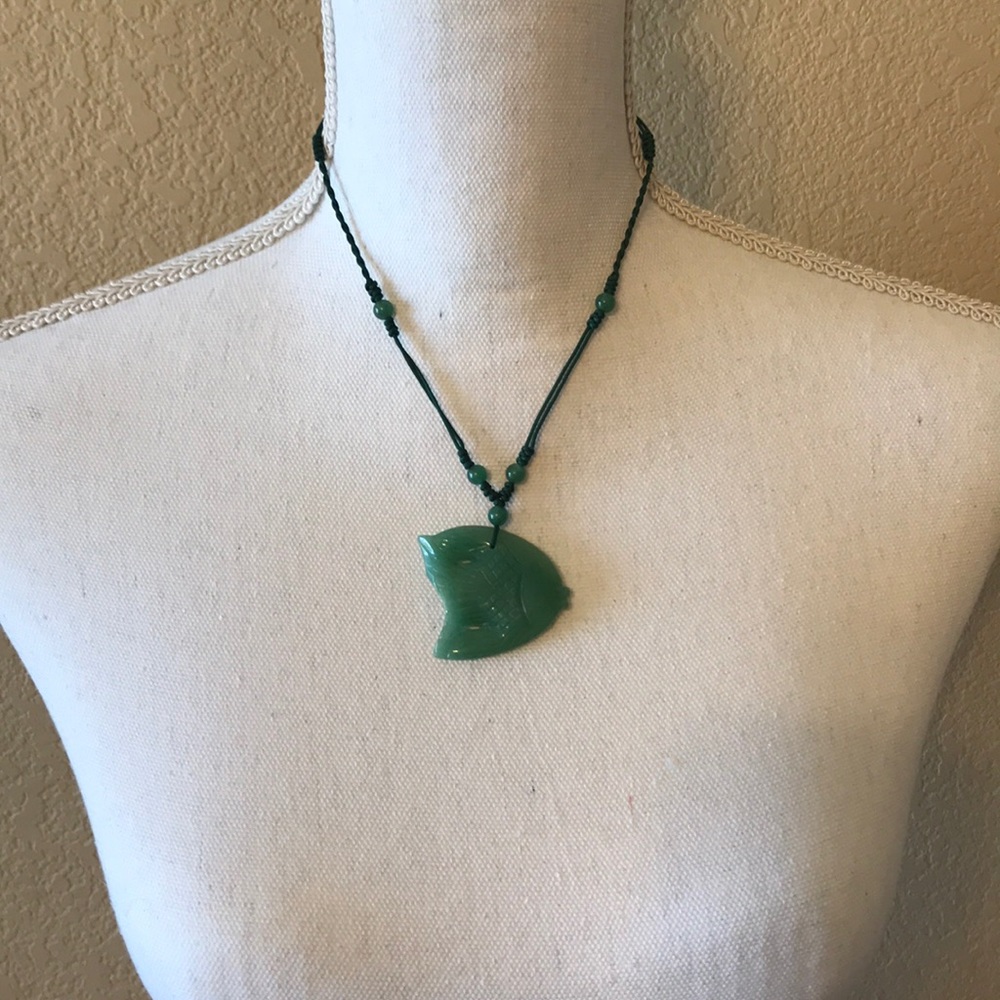 solid green jade necklace with adjustable length